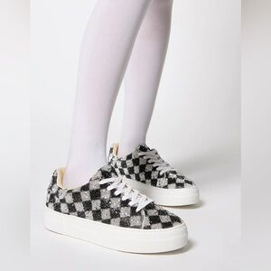 Betsey Johnson Rhinestone Sydny Checker Platform Sneakers